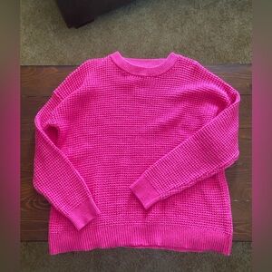 Time and Tru Vibrant Pink Crew Neck Sweater